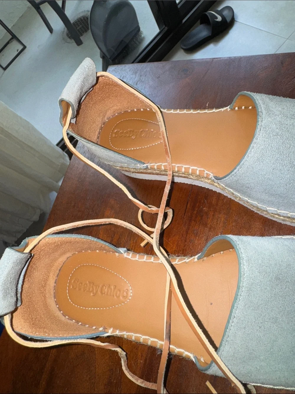See By Chloe Women's blue Espadrille LaceUp Flats Size 7 Like NEW MAKE OFFER